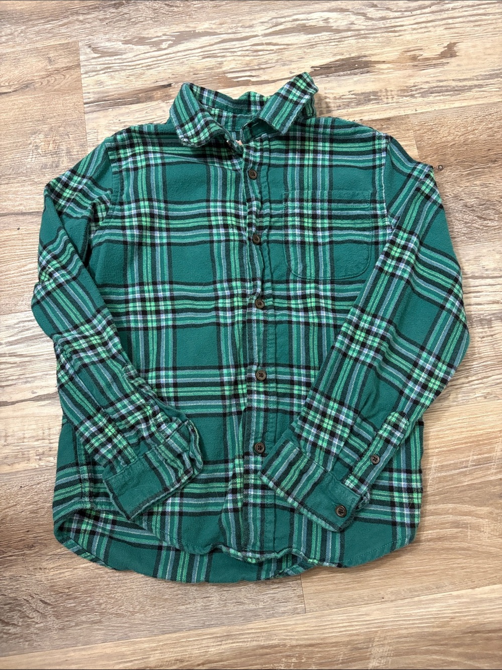 Cat & Jack Green Plaid Button-Front Shirt